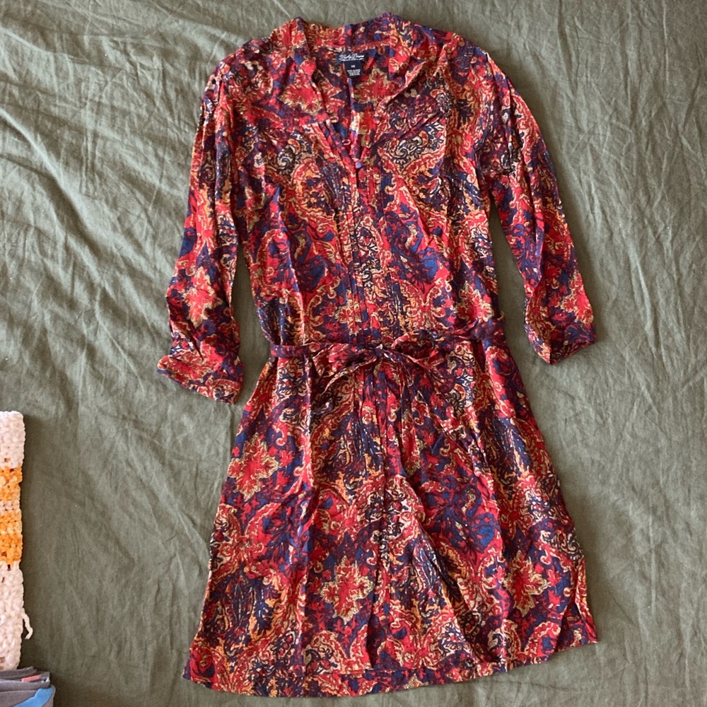 Lucky Brand XS patterned linen dress